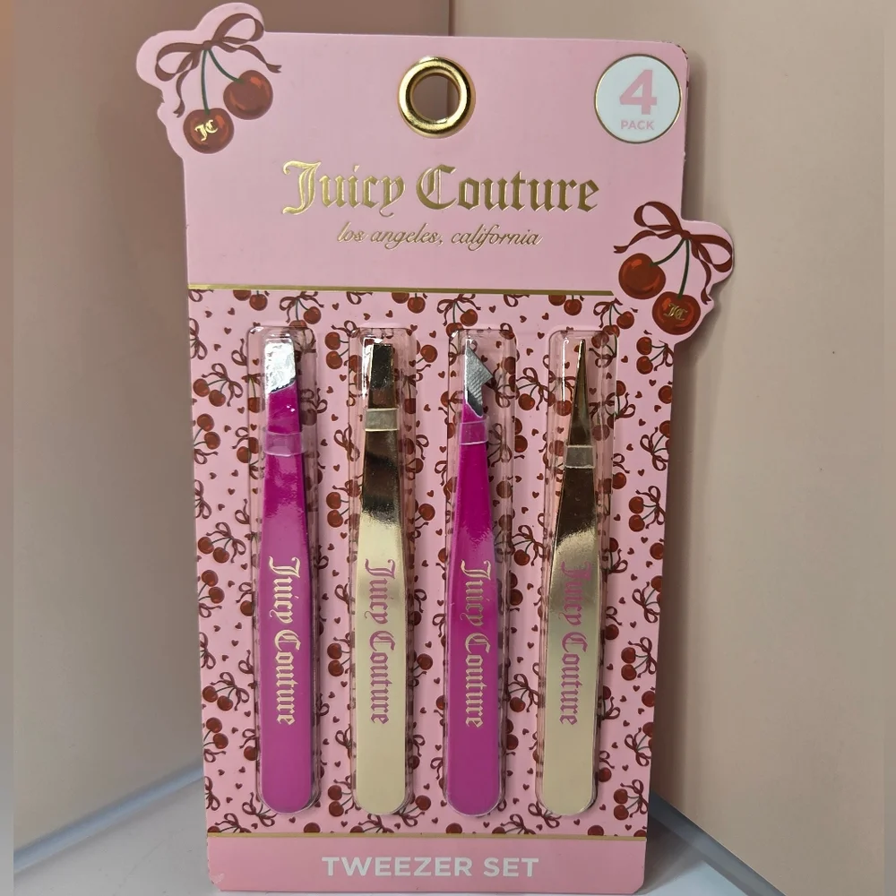 💕▪️Juicy Couture▪️ Hot Pink and Gold Set Of 4 Tweezers